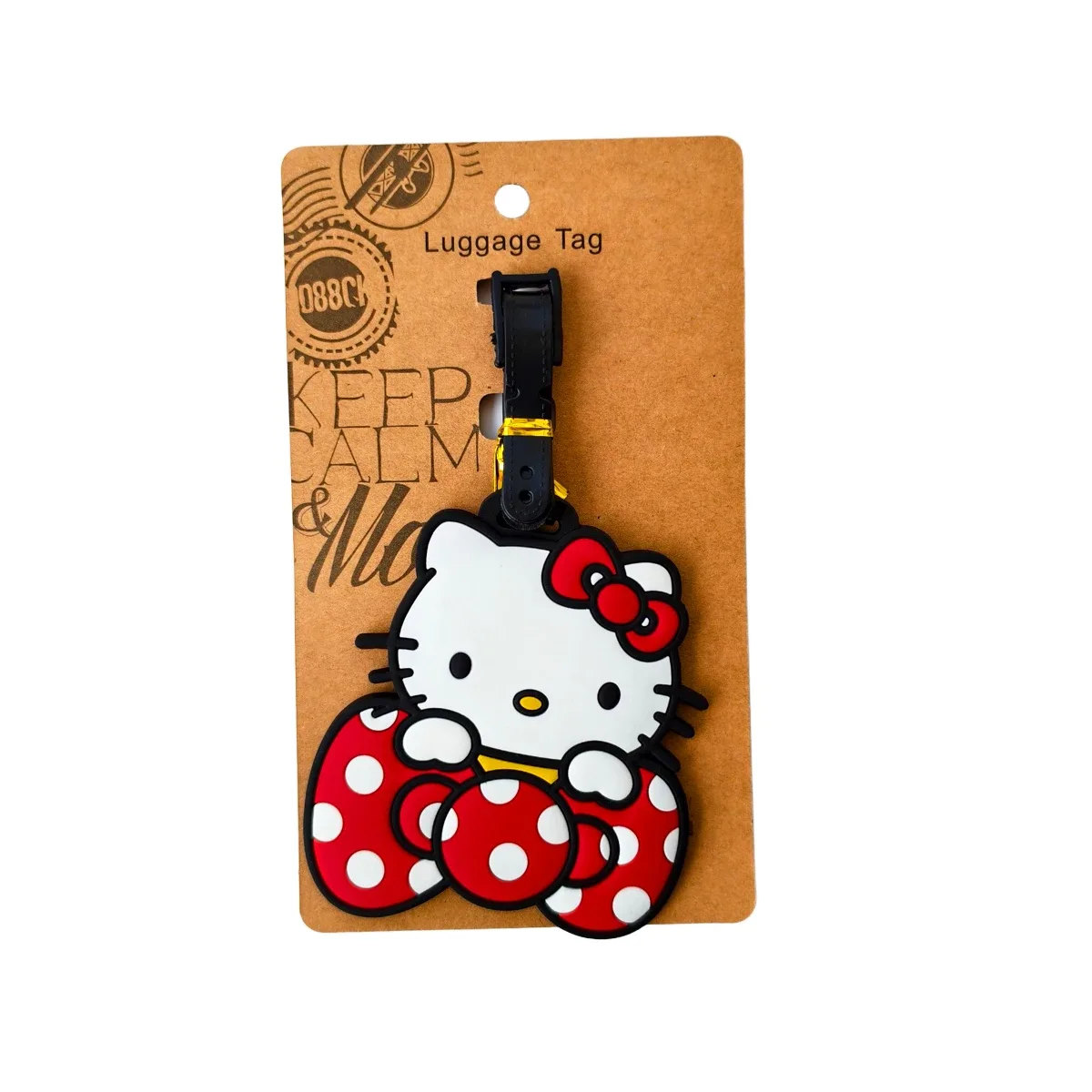 étiquette de bagage chat mignon pour filles, porte-adresse et porte-billets portable pour valise de voyage