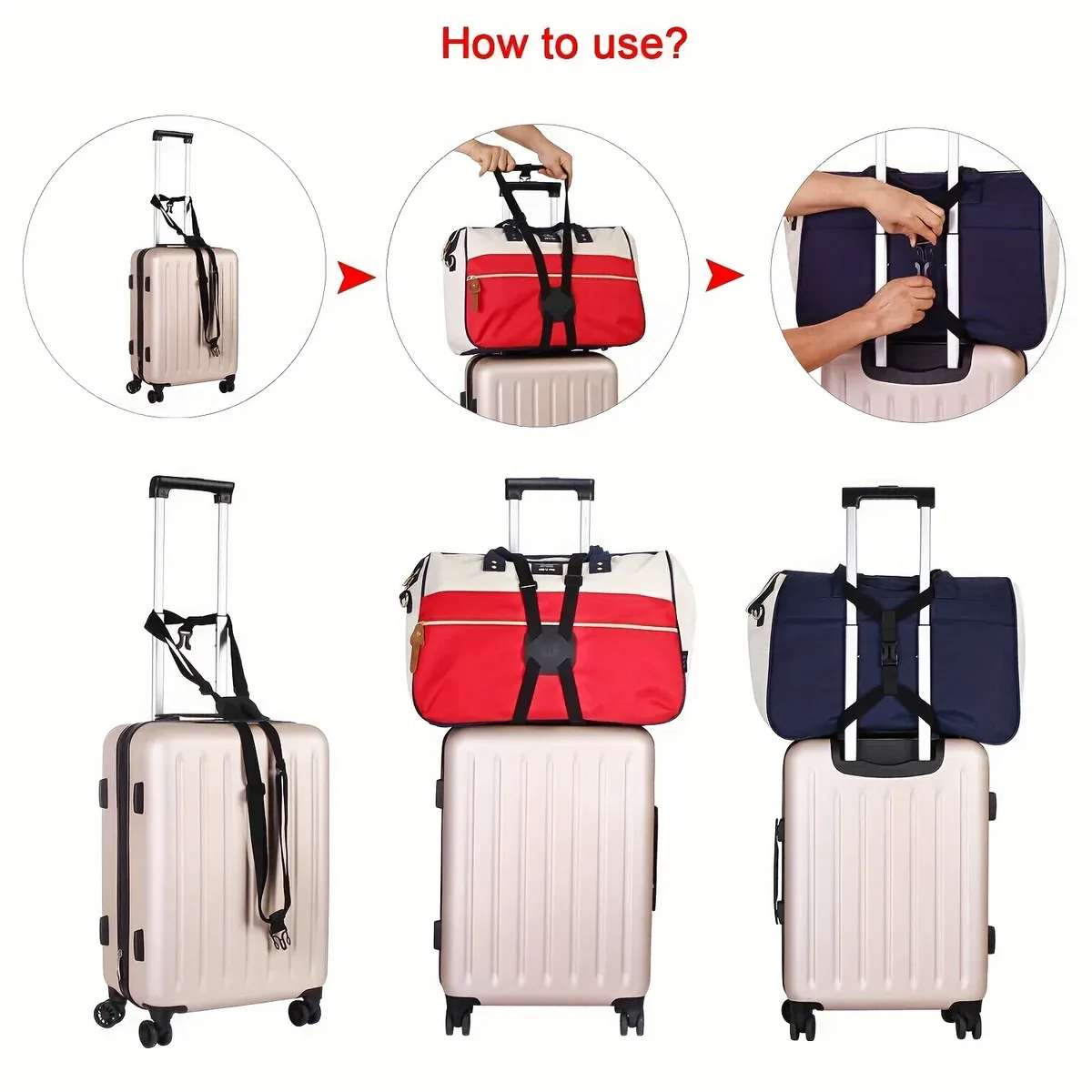 sangle de bagage réglable, ceinture d'emballage pour valise, sangle élastique de voyage facile, accessoires de voyage pour valise, 1 pièce