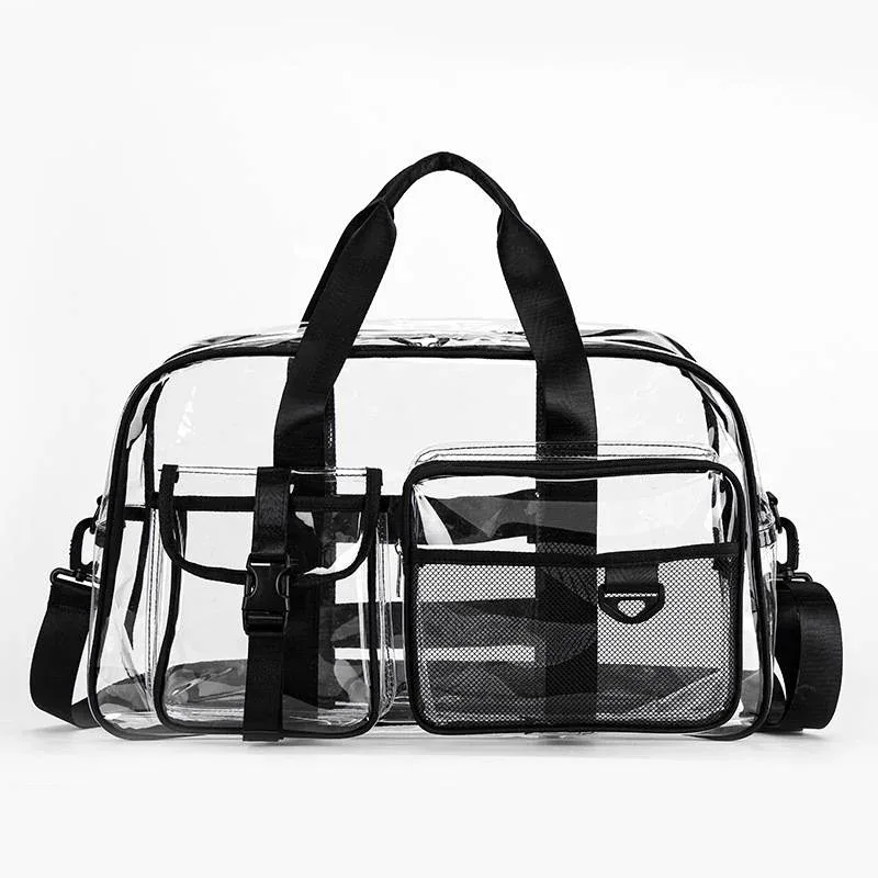 grand sac de voyage transparent en pvc, sac de sport de grande capacité, sac à main portable étanche pour les sports de plage en plein air, rangement quotidien, utilisation pour le transport