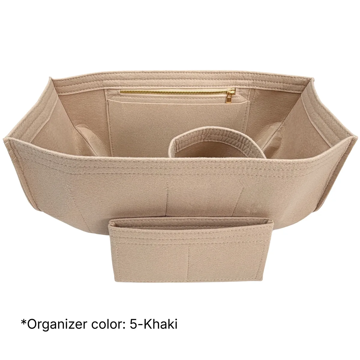 organisateur de sac en feutre avec fermeture éclair et porte-bouteille, compatible avec les sacs cyme large/mini tote, insert de rangement et pochette de maintien de forme
