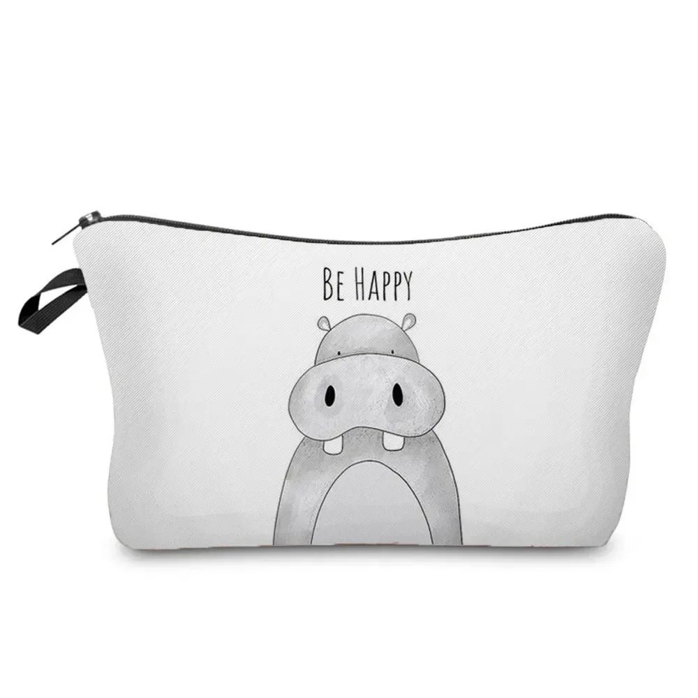 trousse à cosmétiques avec impression d'animaux aquarelle, sac de maquillage pour femme, dessin animé dinosaure ours, sac de rangement de jouets portable, meilleur cadeau pour enfants