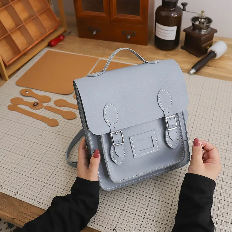 sac à dos rétro fait à la main, sacoche cousue à la main, matériel de bricolage personnalisé, sac tissé cambridge de grande capacité