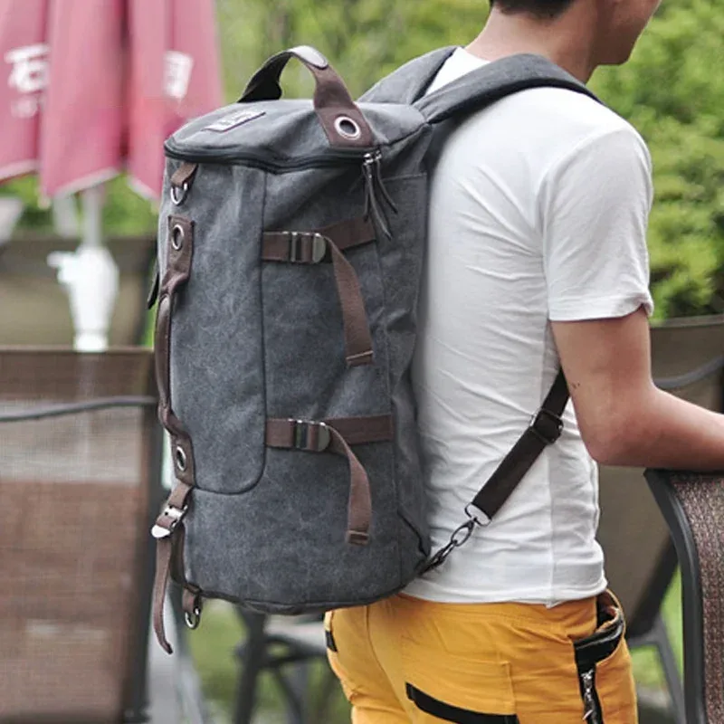sac à dos en toile pour hommes, sac à dos de camping en plein air pour hommes, sacs à dos de voyage de grande capacité, sac à main multifonctionnel antivol