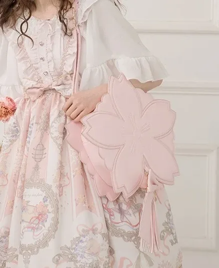 original rose sakura sac doux fille femmes sakura forme cuir fourre-tout sac à main fée lolita bandoulière sacs à dos