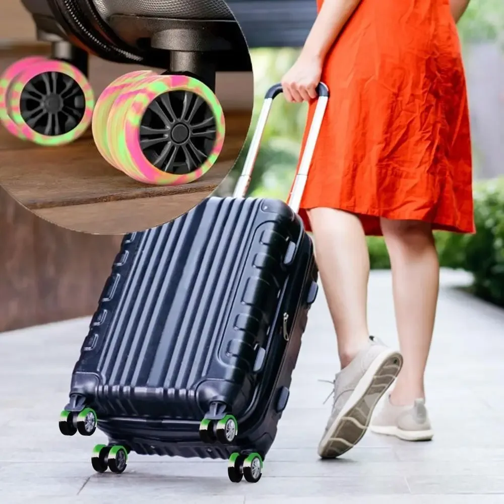 protecteur de roues de bagages en silicone, pièces de valise, de voyage, chaussures épaisses, 4 pièces