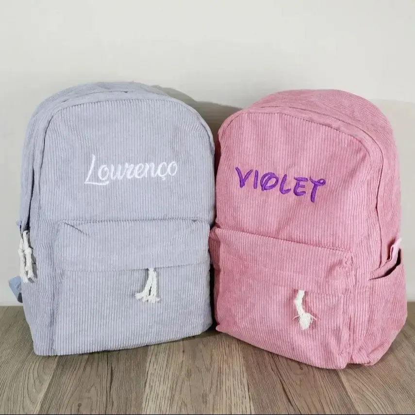 sac d'école pour enfants sac à dos personnalisé pour tout-petits nom brodé sac à dos en velours côtelé pour enfant cadeau d'anniversaire sac pour ordinateur portable retour à l'école