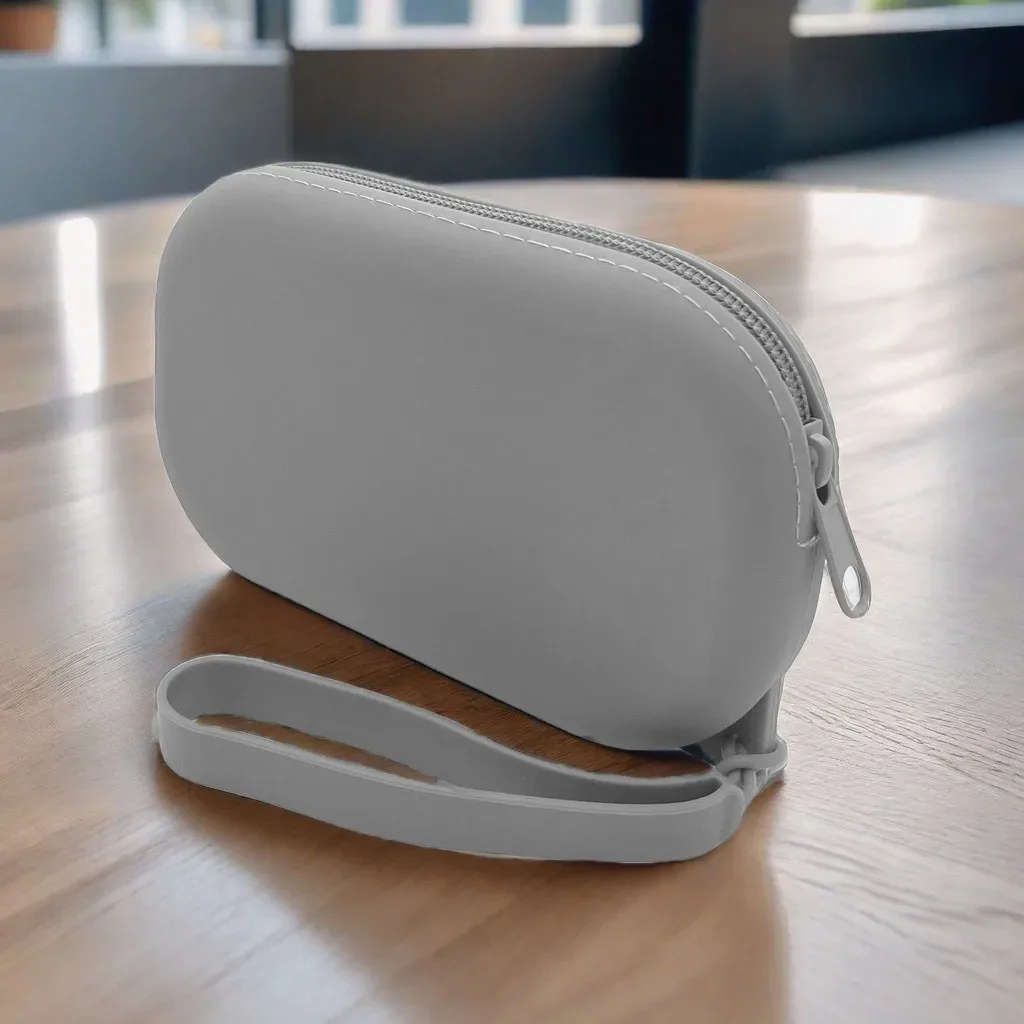 sac à cosmétiques ovale en silicone, pochette de rangement multifonctionnelle de grande capacité, sac de rangement étanche pour écouteurs, portefeuille porte-monnaie