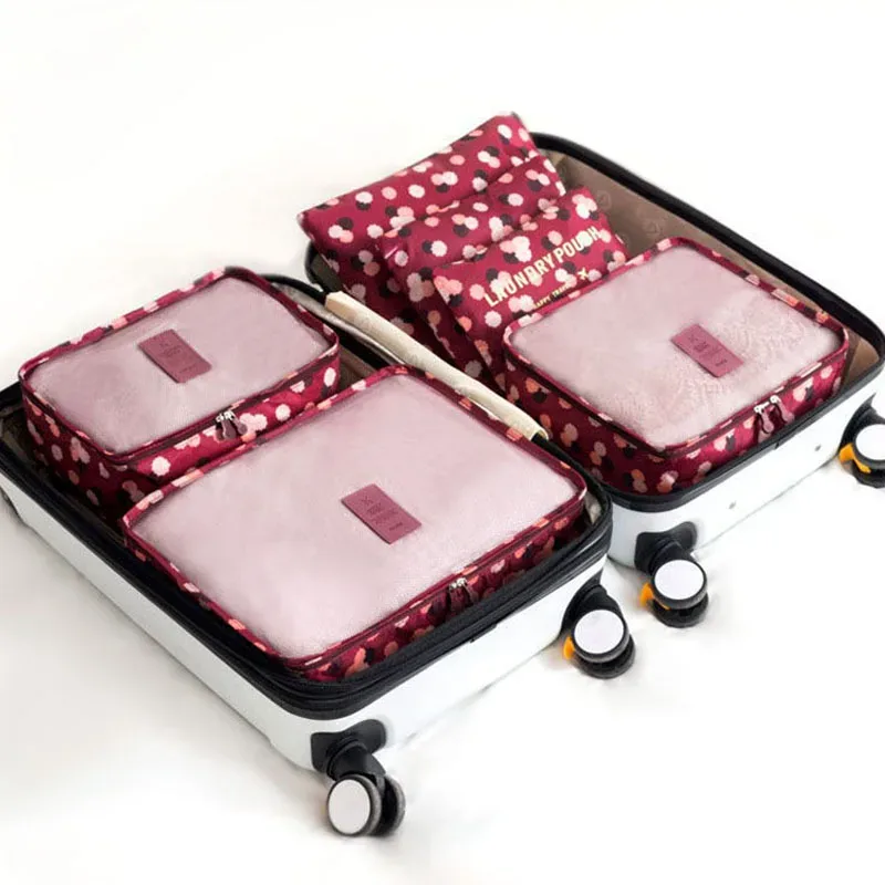 6 pièces organisateur de voyage sacs de rangement valises de voyage portables organisateur sac de voyage pour femmes organisateur de bagages vêtements chaussures sac