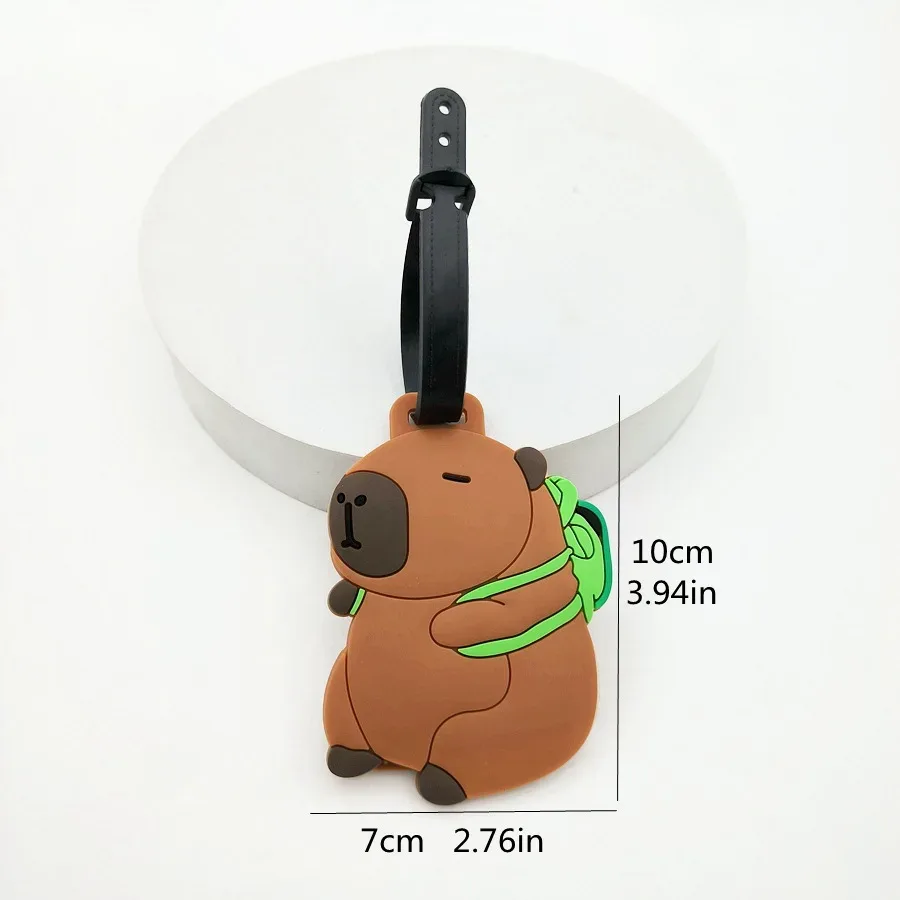 accessoires de voyage, étiquettes de bagages, capybara de dessin animé, bagages en pvc, porte-carte d'identité, porte-adresse, étiquette de bord pour bagages, étiquette portable