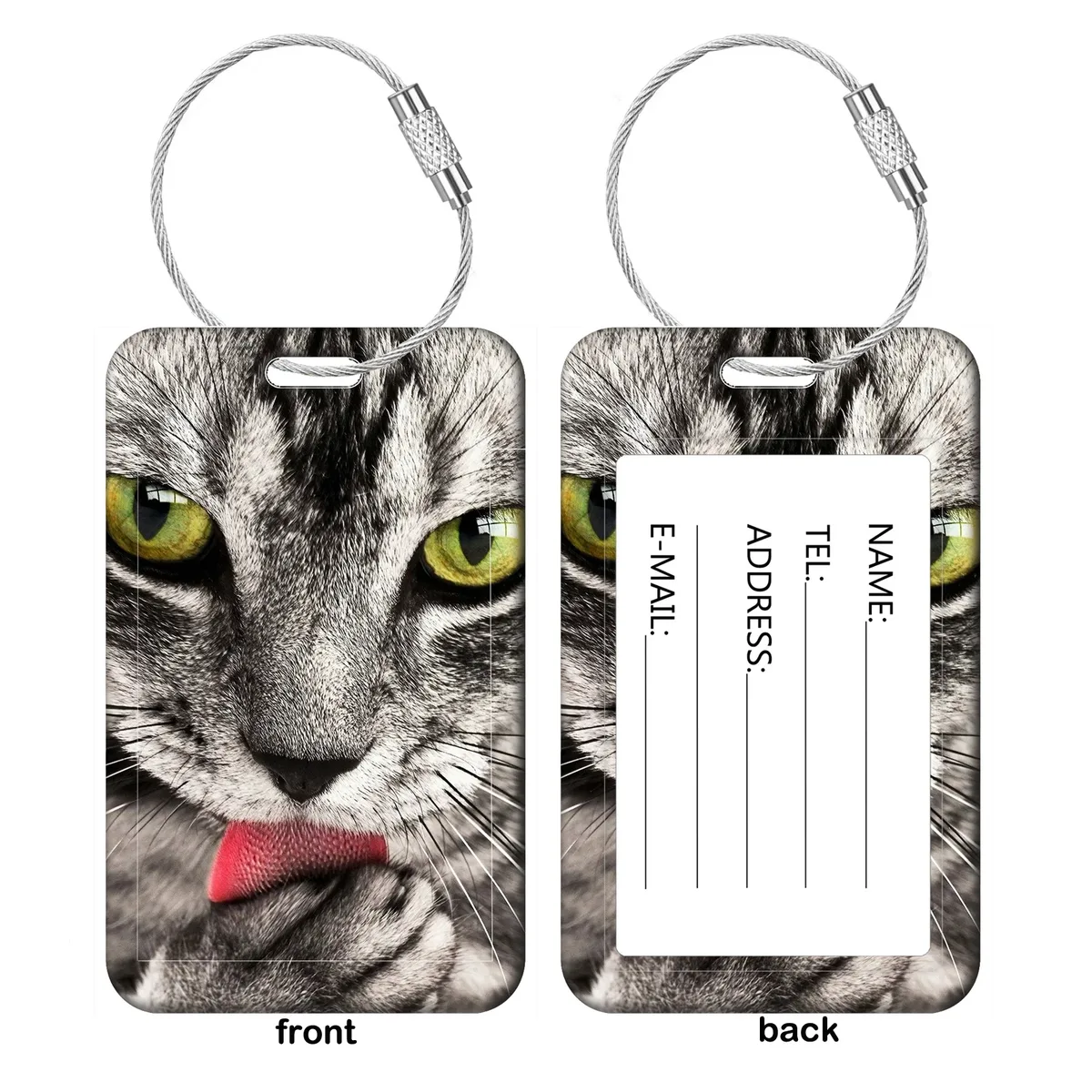 étiquettes de bagage chat mignon, porte-adresses et noms pour valises, étiquettes de bagage chaton, accessoires de voyage pour valises