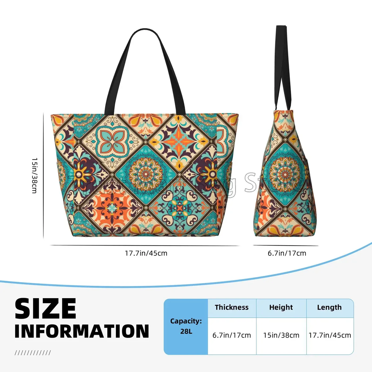 fourre-tout ethnique à fleurs de mandala pour femme, sac de plage, sac de piscine, extra large, sac de sport, sac de transport pour week-end, voyage, étanche