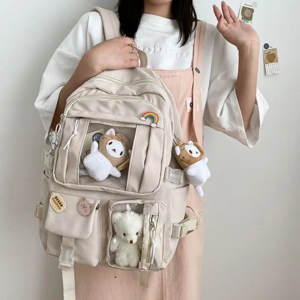 sac à dos multifonctionnel imperméable en nylon, grande capacité, sac d'école pour étudiants