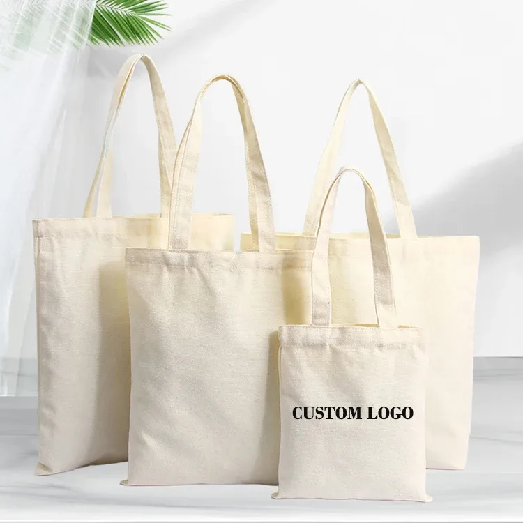 100 pièces/lot, vente en gros, sacs fourre-tout en toile de grande capacité, logo personnalisé, sacs réutilisables en coton écologique, sacs de courses promotionnels