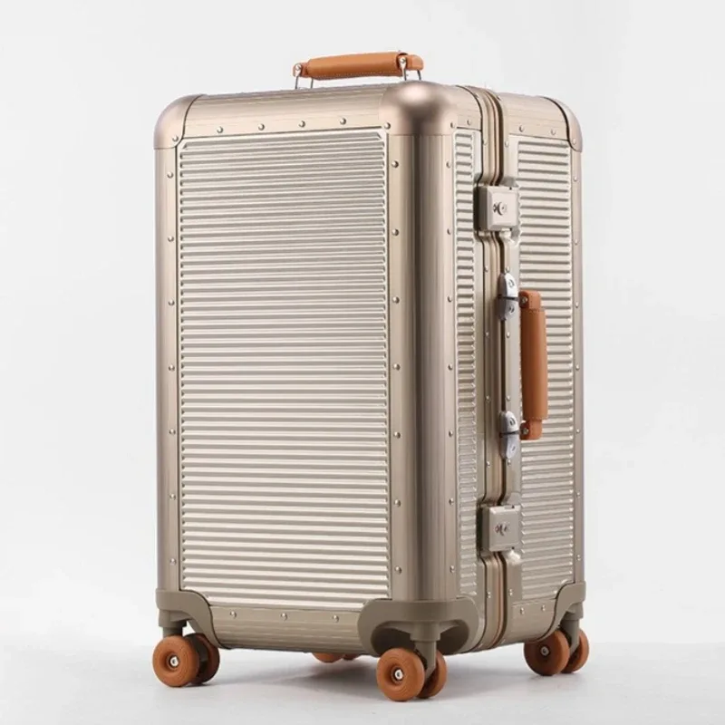 Nouvelle valise 2026 avec cadre en aluminium, serrure TSA, sac de voyage à roulettes, matériau PC de haute qualité, bagage à roulettes 20/24/28 pouces