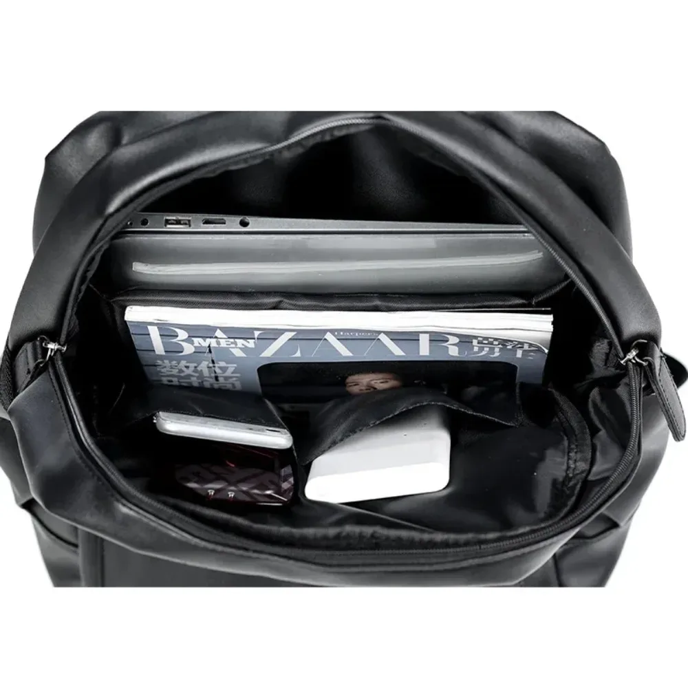 sac à dos pour homme en cuir pu, sac de voyage imperméable à la mode, sac à dos décontracté pour ordinateur portable 14 pouces