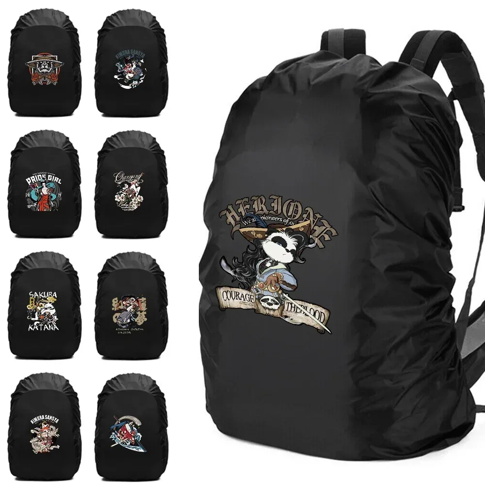 juste de pluie pour sac à dos unisexe, sac étanche, camping en plein air, randonnée, escalade, sports, housse de pluie anti-poussière, motif samouraï, 20-70 l