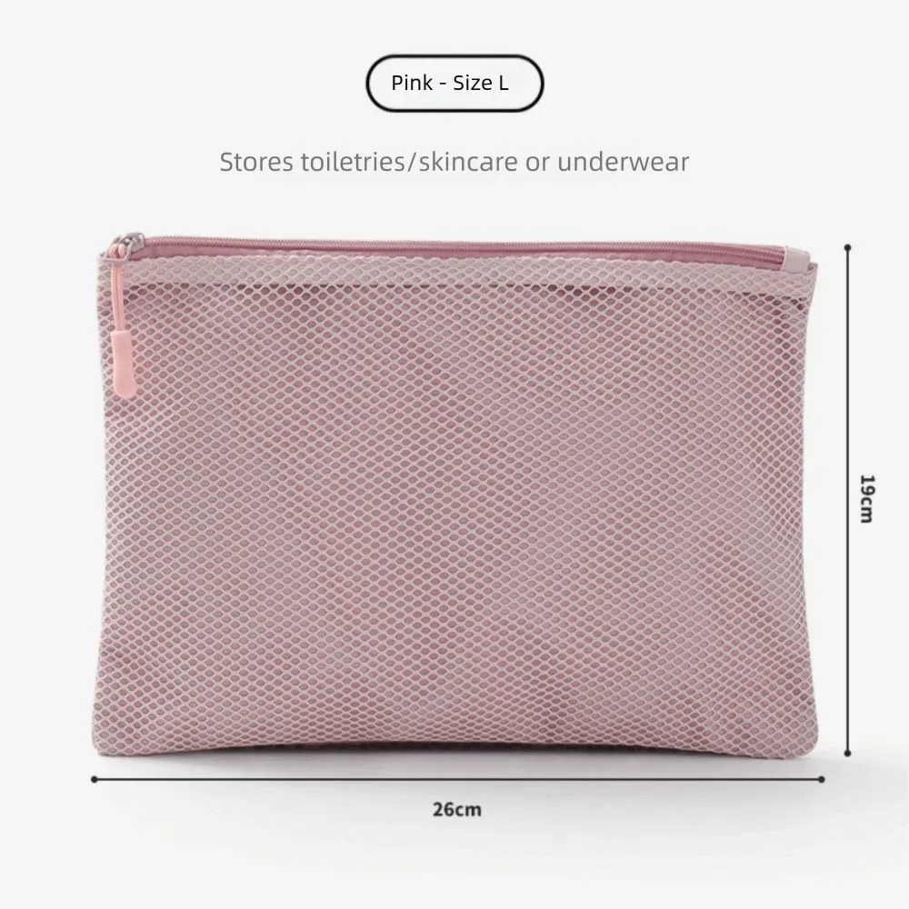 pochette de rangement polyvalente en maille à double fermeture éclair, en polyester, multi-tailles, pochette à cosmétiques double couche, pour câbles et chargeurs