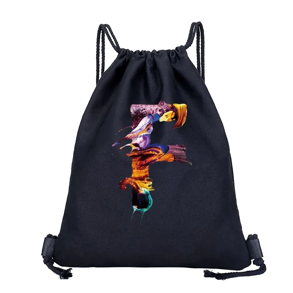 26 initiales impression sac à cordon sac à dos hommes et femmes plage sport voyage sac à dos enfant cadeau fournitures sac portable divers sac