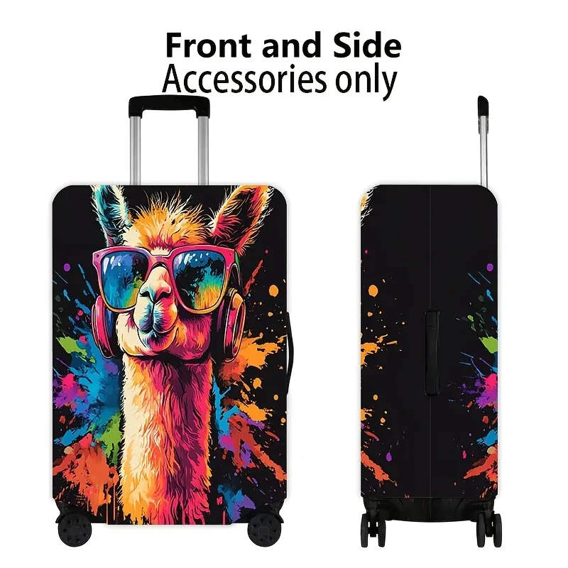 housse de bagage colorée à imprimé alpaga, accessoire de voyage anti-poussière et extensible, convient aux valises de 18 à 32 pouces