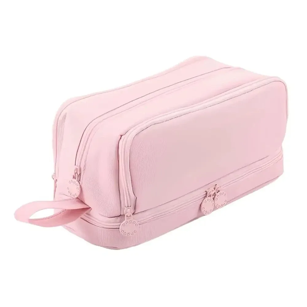 sac de maquillage de voyage portable à 3 couches, organiseur de cosmétiques de grande capacité avec compartiments, pochette de rangement mignonne pour femmes