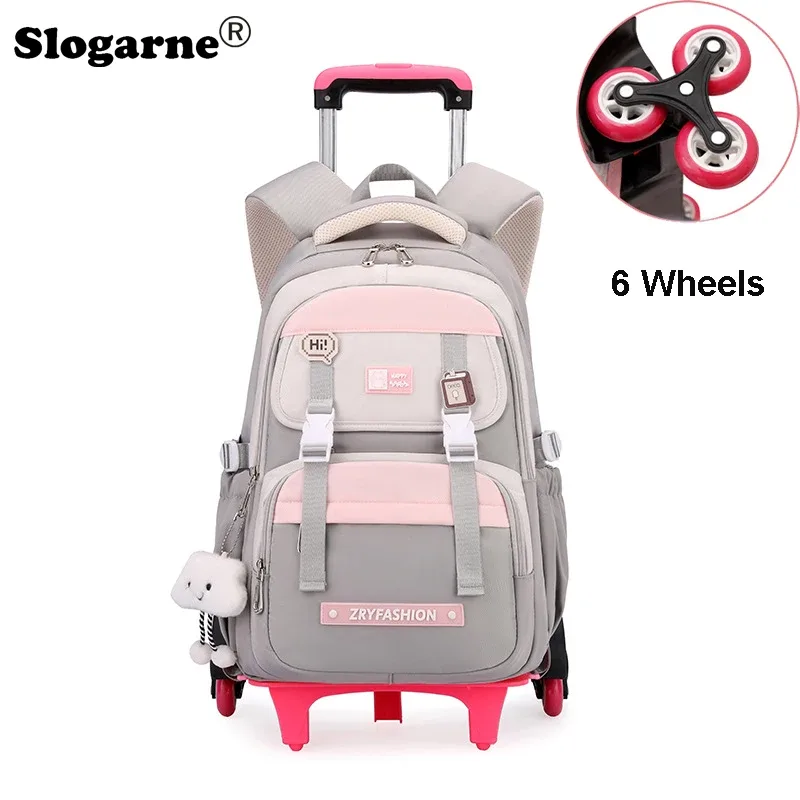 sac à dos roulant pour enfants, sac d'école étanche avec roulettes, chariot de collège, sac à dos à roulettes pour femmes