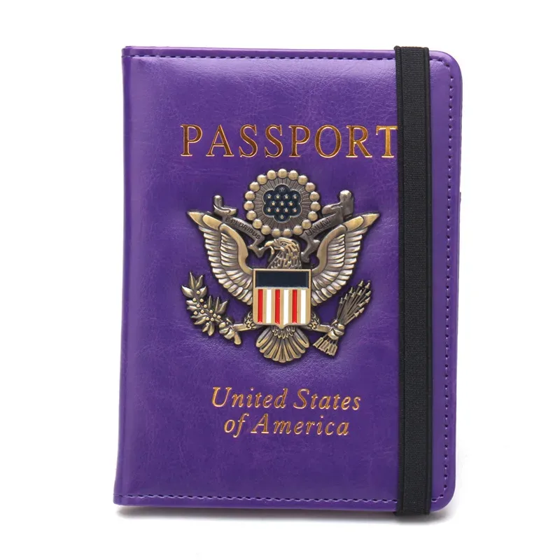 housse de passeport américaine en cuir pu, porte-passeport américain personnalisé pour hommes et femmes, étui pour documents de voyage américains