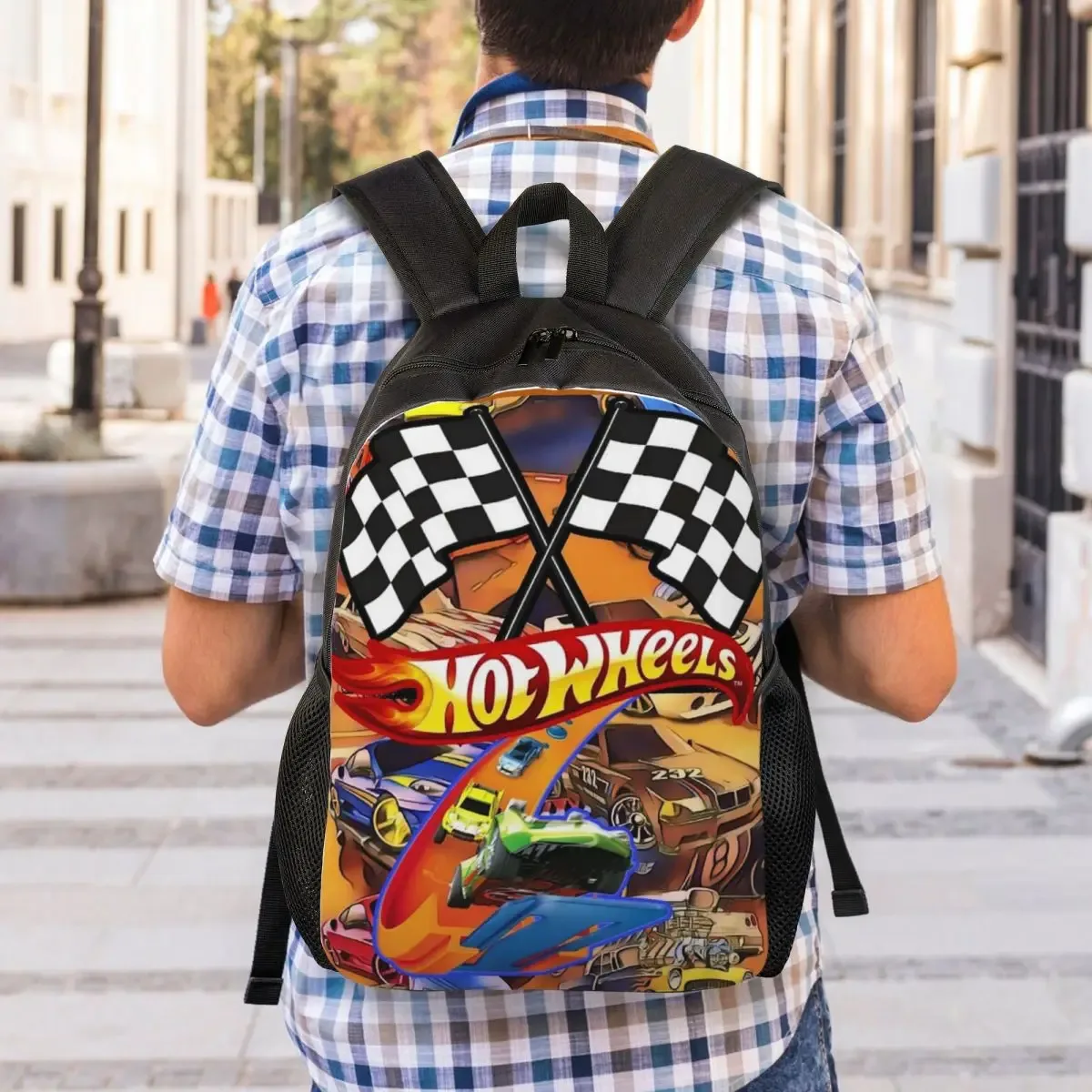 sac à dos hot wheels race pour étudiants, garçons et filles, sac d'école, sac à bandoulière pour ordinateur