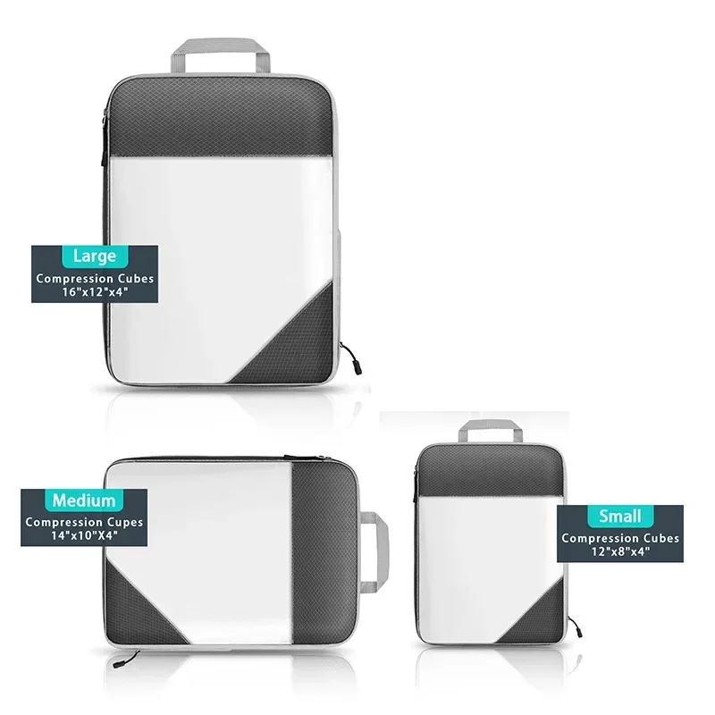 sac de rangement semi-transparent tup pliable et étanche pour voyage, ensemble de sacs de rangement portables pour bagages, matériau en nylon du menton continental