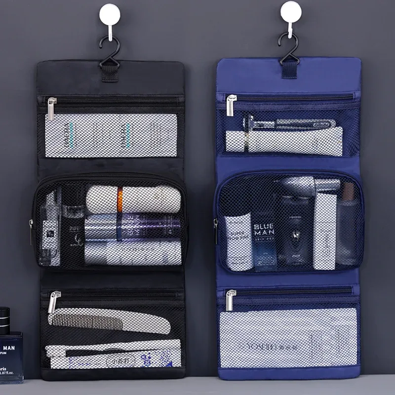 trousse de toilette pliable, sacs de rangement suspendus, trousse de maquillage pour salle de bain, sac cosmétique pour hommes d'affaires, organisateurs de voyage