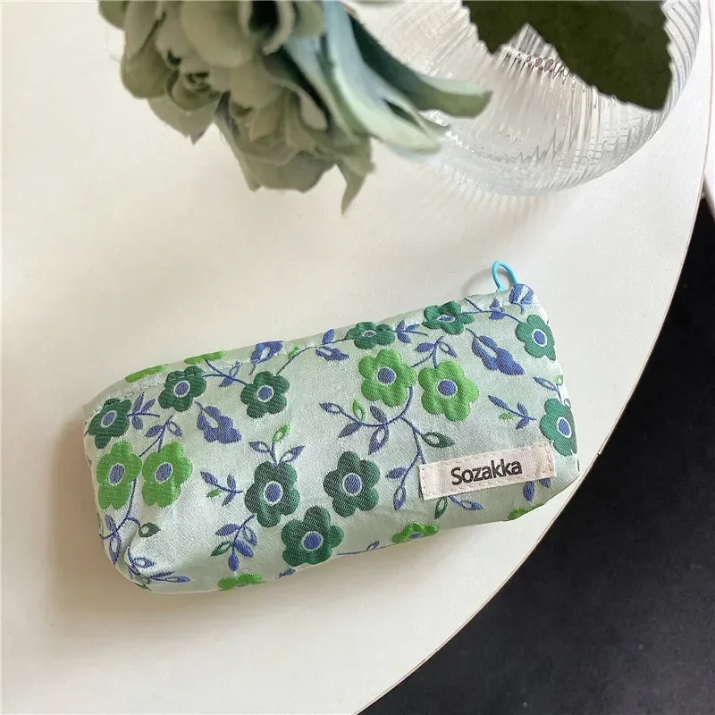 trousse de maquillage à motif floral pour femme, trousse de toilette cosmétique, trousse à fermeture éclair, trousse de voyage pour poudres lavantes, trousse de rangement de maquillage, nouveau