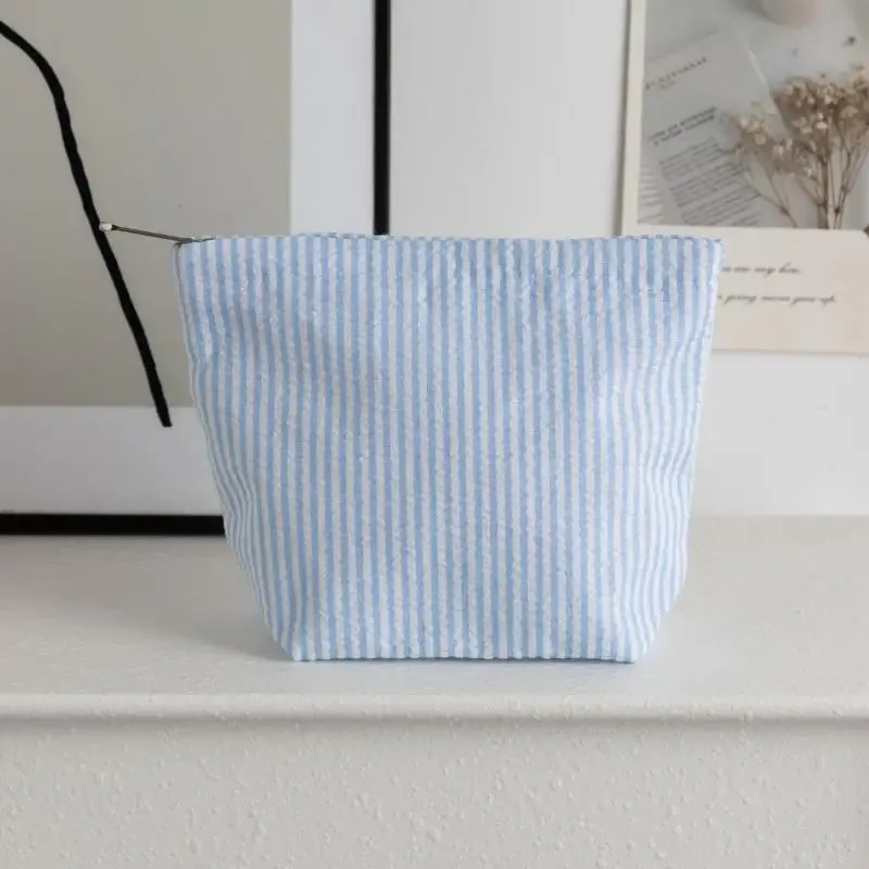 sacs de rangement à rayures verticales, 1 pièce, petits sacs de maquillage à la mode pour femmes, avec fermeture éclair, sac de rangement de voyage portable