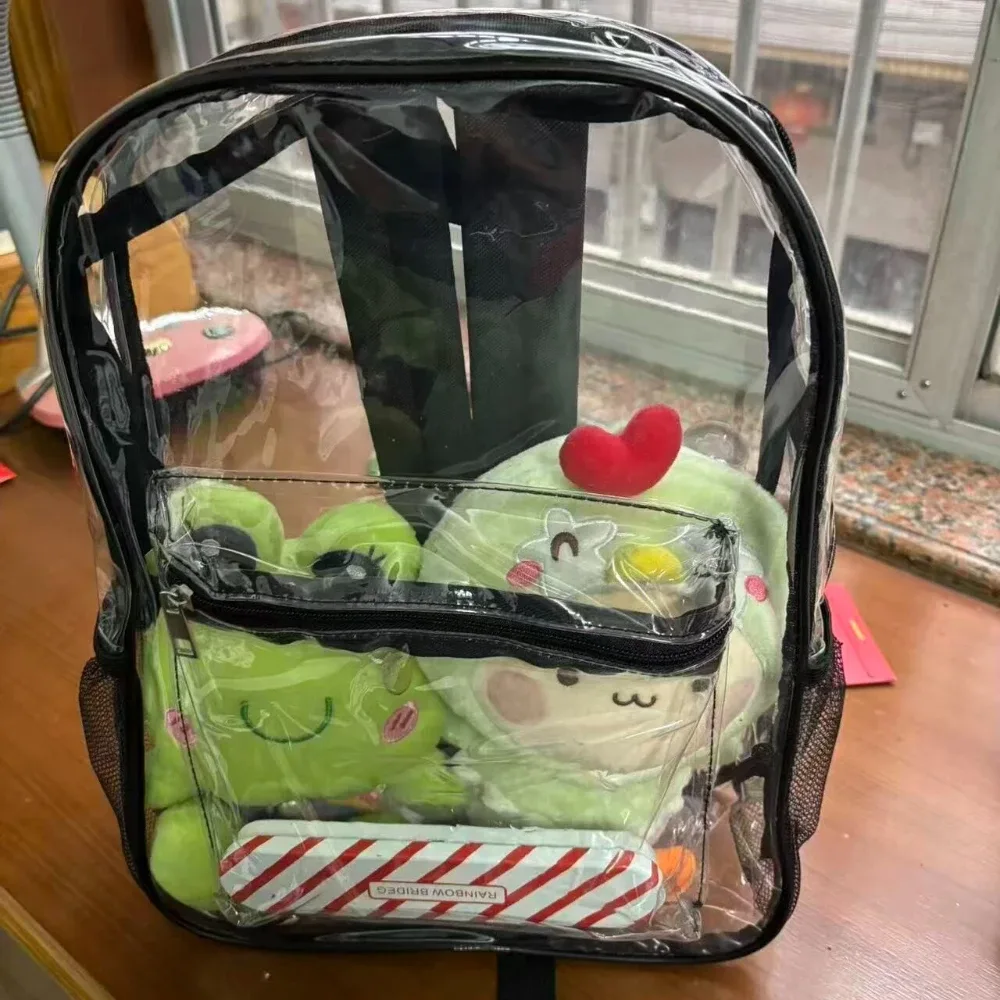 sac à dos transparent en pvc transparent, grande capacité, sangle à coussin d'air, imperméable, résistant à l'usure, sac d'école unisexe pour enfants, pour voyage