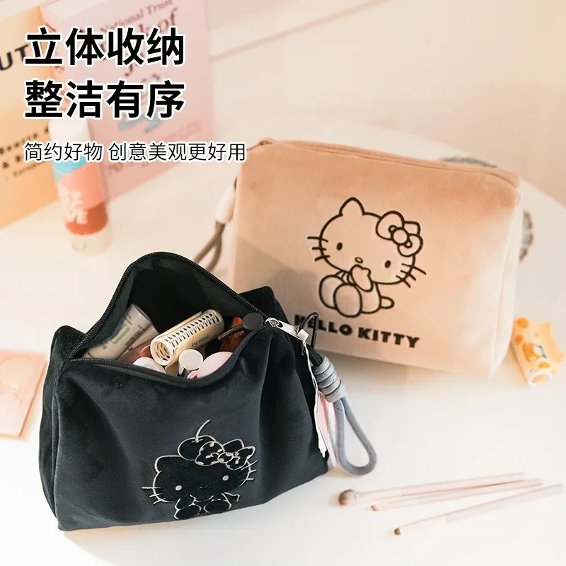véritable trousse de maquillage hello kitty légère et douce, mignonne, de dessin animé, grande capacité, sac de rangement 3d de qualité supérieure
