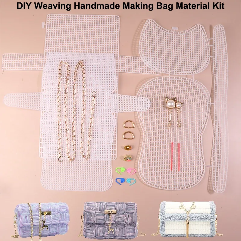 Kit de tissage en maille plastique pour sac DIY, accessoire de filet pour sac à main, fournitures pour la fabrication artisanale de sacs fourre-tout et sacs à bandoulière