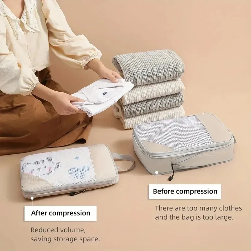 lot de 3 cubes de compression de voyage, organisateur de bagages, essentiels de voyage, cubes de compression pour bagages à main