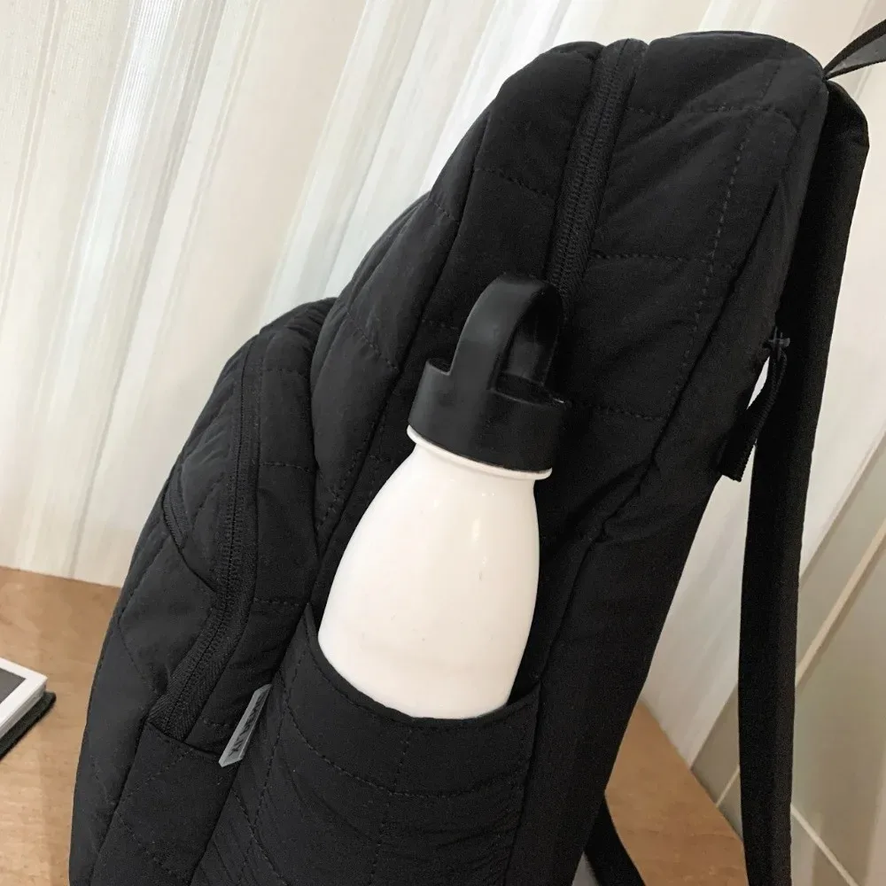 sac à dos de voyage matelassé à la mode, couleur unie, cartable d'étudiant de grande capacité, sac de maman multi-poches en nylon