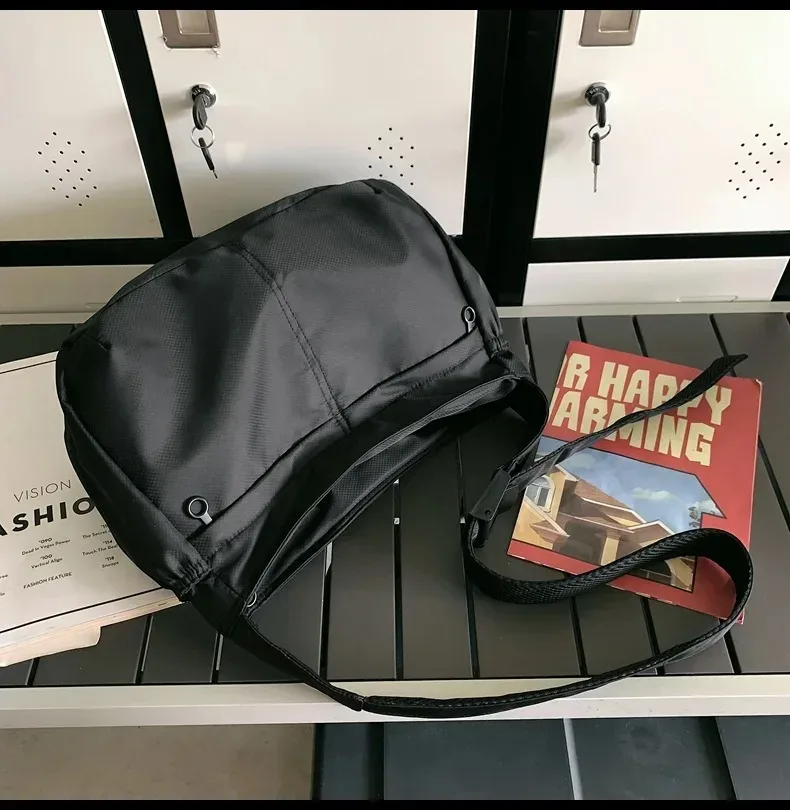 fourre-tout de grande capacité pour loisirs, sac en tissu nylon simple et étanche, sac à bandoulière unisexe, sac de sport léger, sac de boulettes