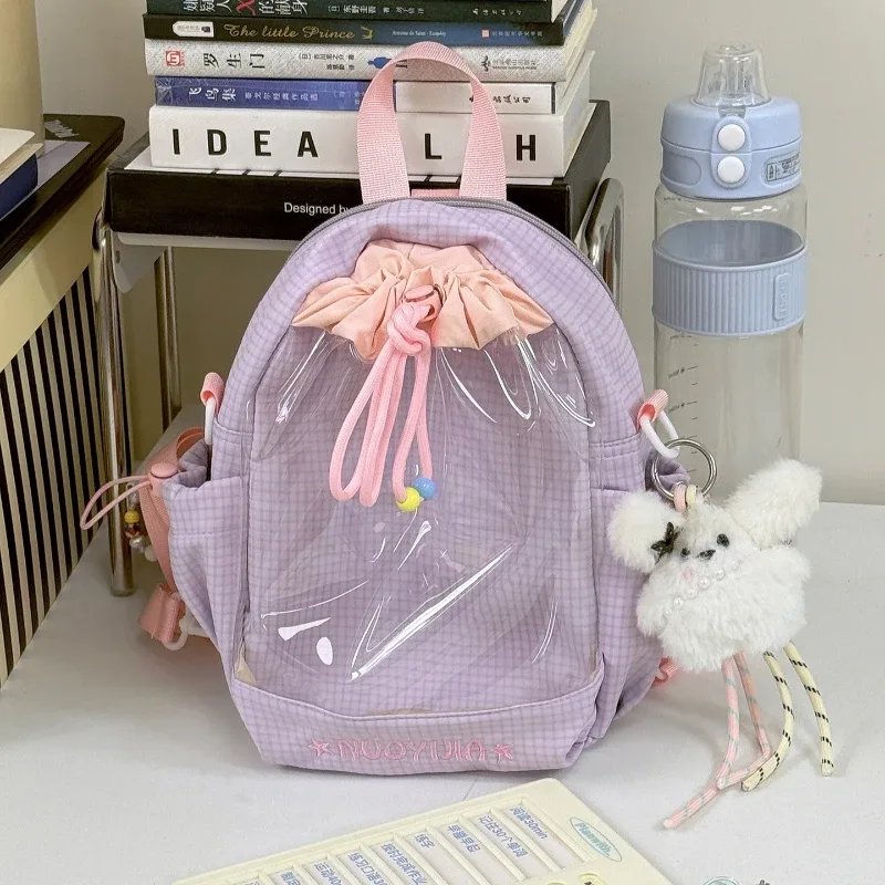 sac à dos anime transparent style japonais avec poupée pleurante, sac à bandoulière grande capacité pour filles, idéal pour l'école et les trajets quotidien