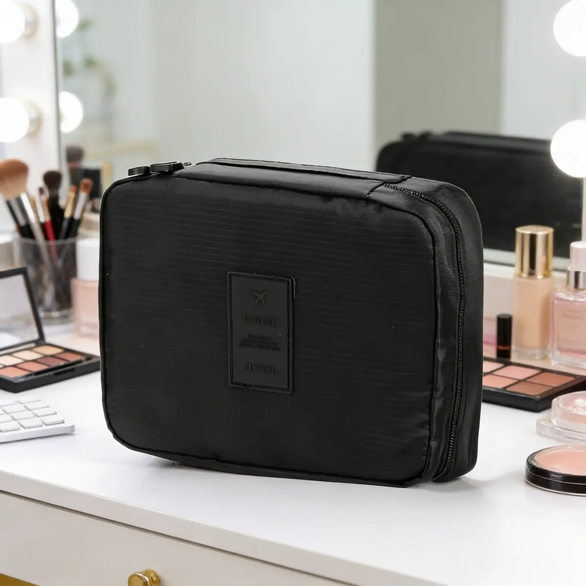 sac de rangement portable pour bagages, trousse de toilette de voyage grande capacité, petit sac de rangement carré pour maquillage