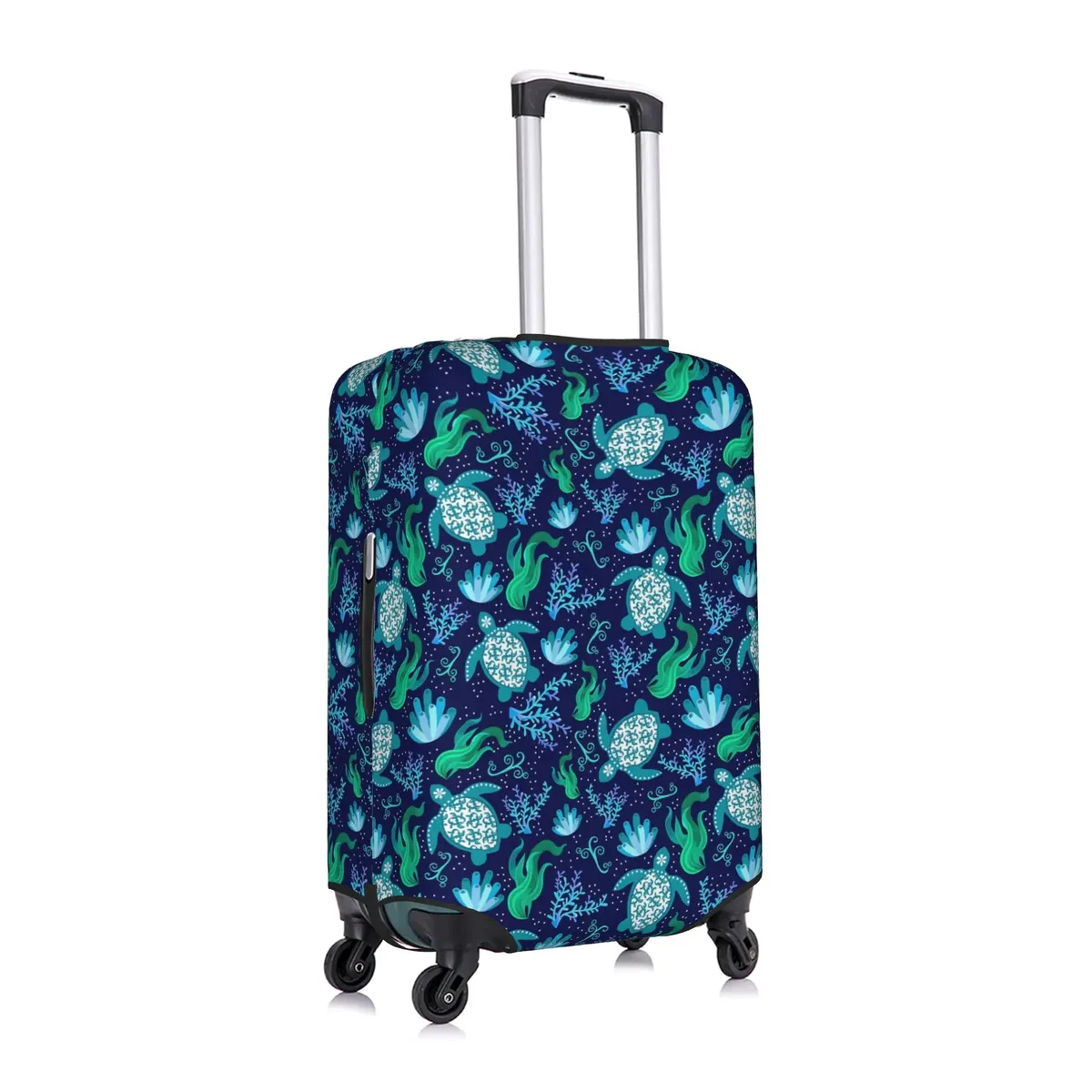 housse de protection pour valise, motif tortues marines sur fond bleu marine, mignonne, convient aux valises de 18 à 32 pouces