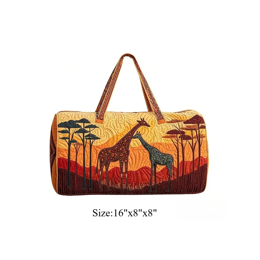 sac de voyage matelassé, sac de week-end, imprimé girafe 3d, bagage à motif animal africain, sac à main pour les vacances, la plage, le camping