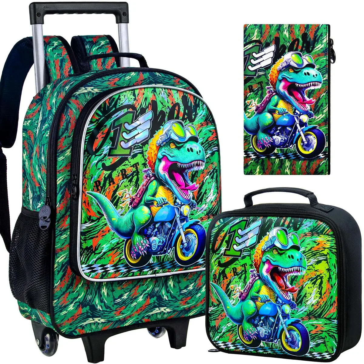 sac à dos roulant pour filles et garçons, sac à livres d'école à roulettes pour enfants avec sac à déjeuner, sac d'école à roulettes pour enfants