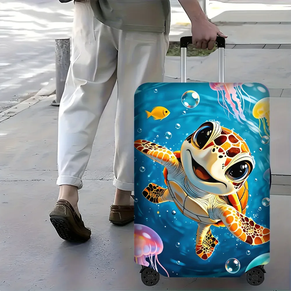 1 housse de bagage à imprimé tortue pour bagages de 18 à 32 pouces ; accessoires de voyage anti-poussière et élastiques pour protéger efficacement vos bagages
