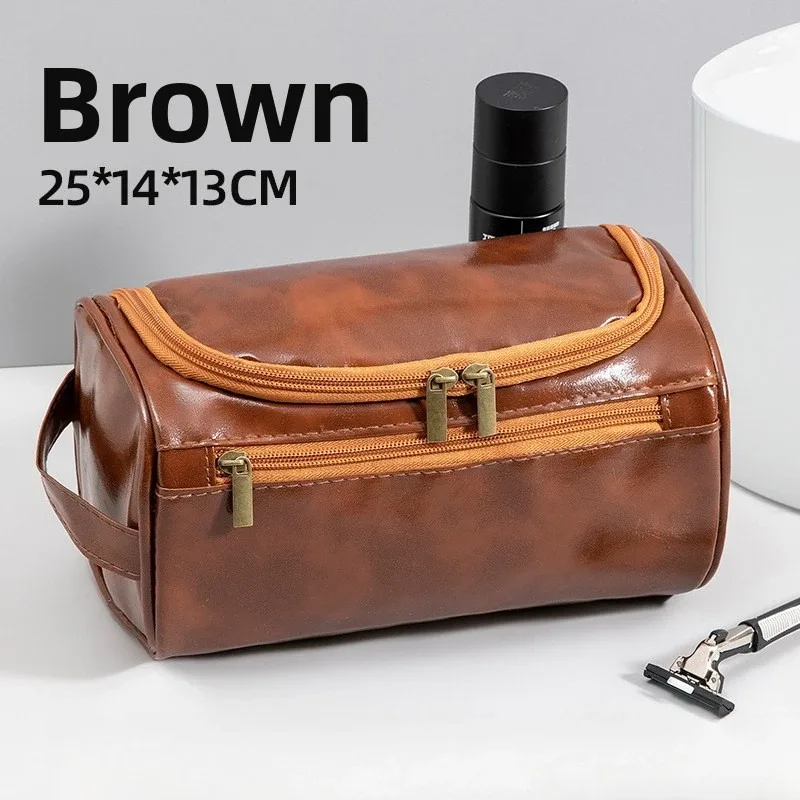 sac à cosmétiques rétro en pu, grande capacité, imperméable, pochette de rangement pour maquillage 3d pour les voyages et les affaires