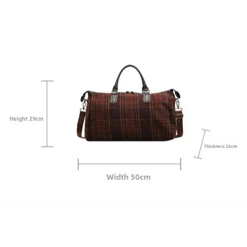 1 pièces sac de voyage à main grande capacité rétro plaid bandoulière sac de sport court voyage affaires et voyage bagages fourre-tout