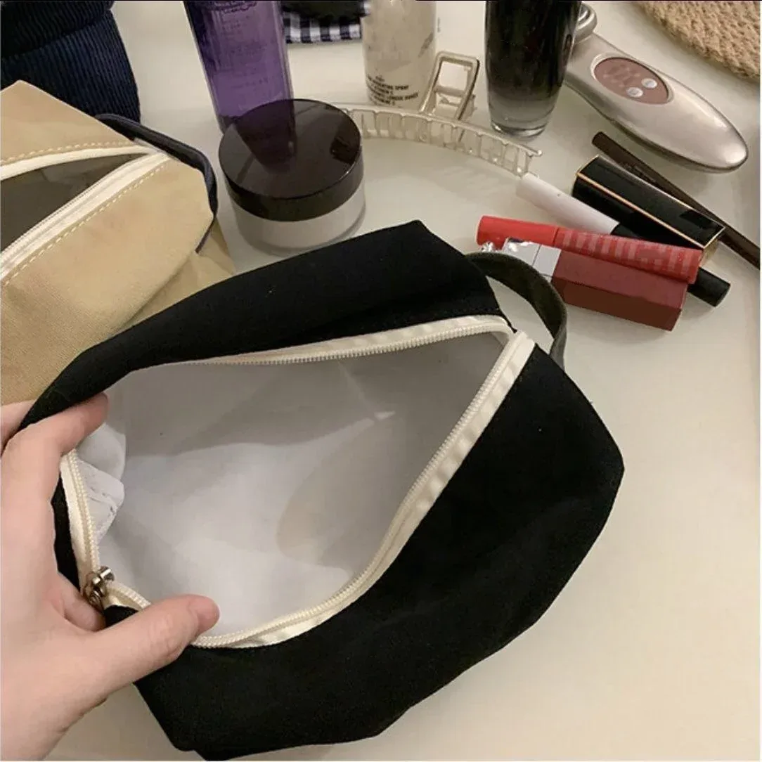 sacs de rangement de cosmétiques de style coréen pour femmes, 1 pièce, pour maquillage, voyage, étui de maquillage en toile, petit grand fourre-tout, kit de maquillage