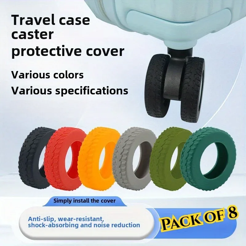 8 protections de roulettes de valise en silicone, silencieuses, pour bagages de voyage, accessoires de valise