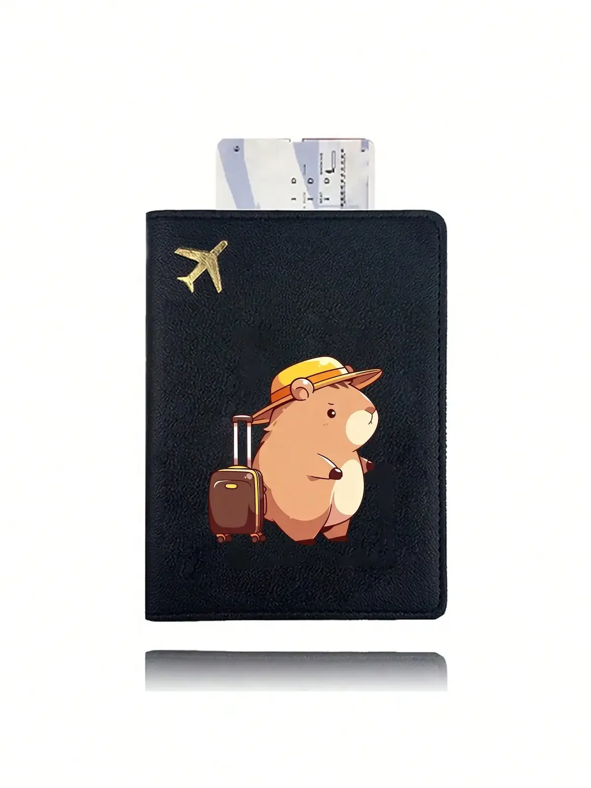 ensemble de portefeuilles pour passeport à motif capybara, 2 pièces, porte-passeport, porte-billets, porte-cartes de voyage léger
