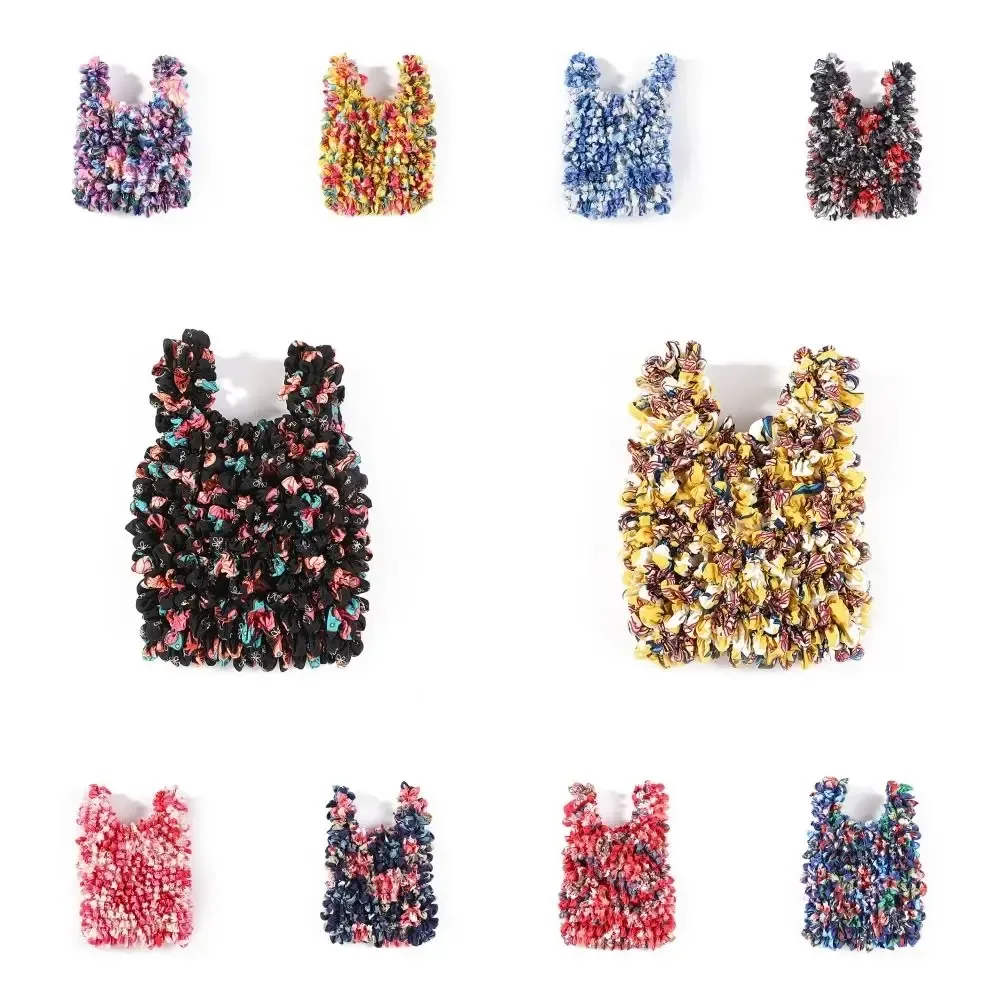 sac de courses plissé créatif multi-usage grande capacité en mousseline de soie, sac de rangement pliable à fleurs