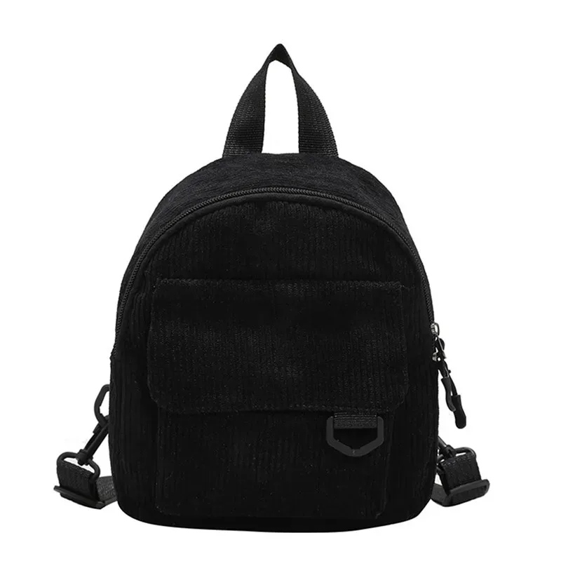 mini sac en velours côtelé brodé pour femmes, simple, couleur unie, mode filles, petit sac à dos de voyage en plein air pour dames